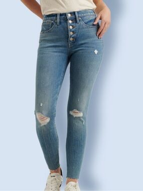 Lucky Brand Bridgette High Rise Skinny Jeans 00/24 NWT Button Fly Distressed